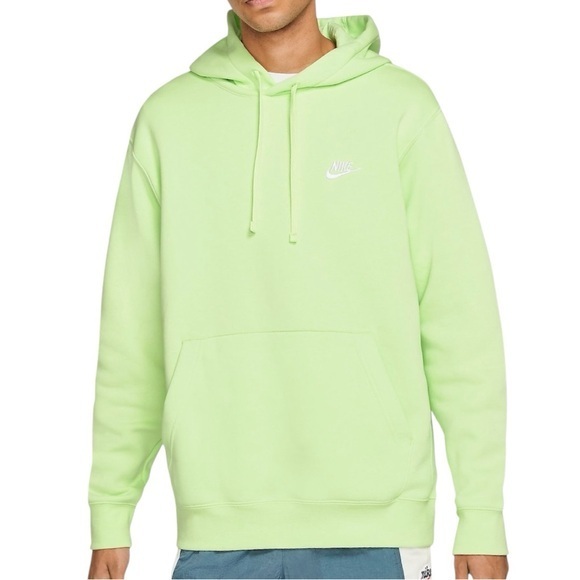 Nike Sportswear Men’s Size M Luminous Lime Green Club Fleece Hoodie Sweatshirt - Picture 1 of 7